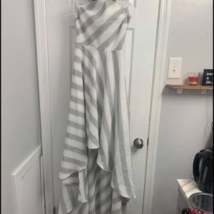 Gray & White Strapless Dress